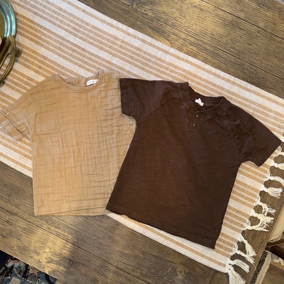 Jamie Kay Boys Size 4Y Neutral Brown & Tan Organic Cotton Shirt Set - Picture 1 of 7
